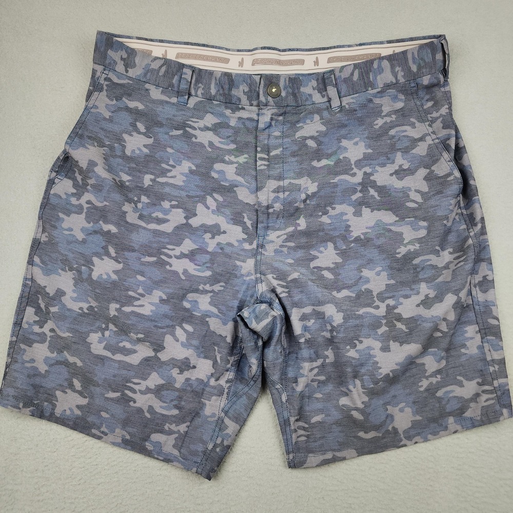 Johnnie-O Claymore Shorts Mens 36 Blue Camo Prep-Formance Chino 9 Inseam Golf